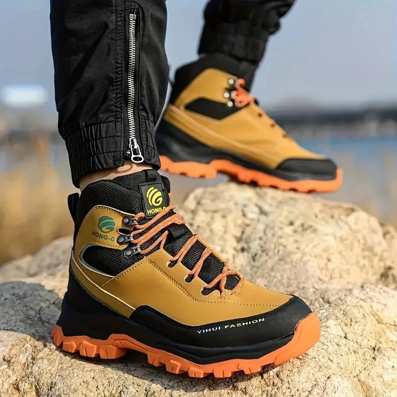Rotary Buckle Men Work Boots Safety Steel Toe Safety Shoes Indestructible Shoes Anti-smash Puncture-Proof Work Shoes 38-47