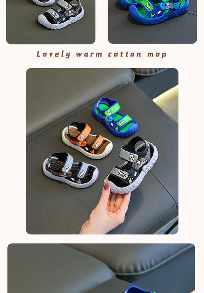Children' Fashion Sport Sandals Geometric Patterns Breathable Wear-resistant Soft Shoes With Adjustable Velcro For Boys & Girls