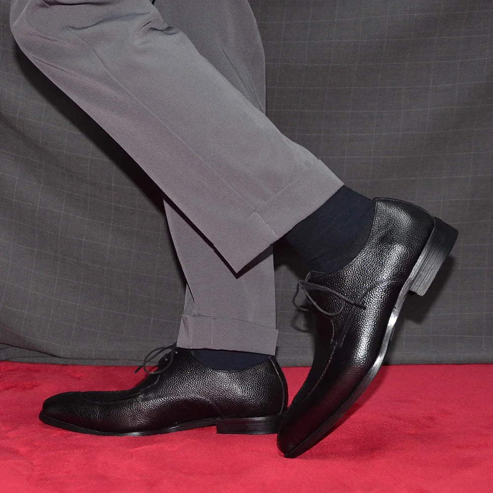 Italian Classy Men's Wedding Dress Shoes Black Genuine Cow Leather Lace-up Office Business Elegant Social Derby Formal Shoes Man