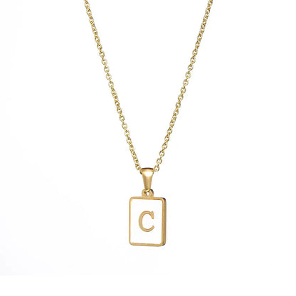 Minimalist Mother of Pearl Shell Stainless Steel Tarnish Free Initial Necklace Gold Plated Letter Necklace for Women