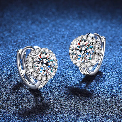 New In 1-2cttw D Color Moissanite Hoop Earrings for Women S925 Silver Party Small Ear Buckle Wedding Earring Wholesale