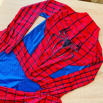 Kids Superhero Onesie Movie Character Role Play Mask Costume Halloween Spider Pattern Costume Kids Holiday Gift