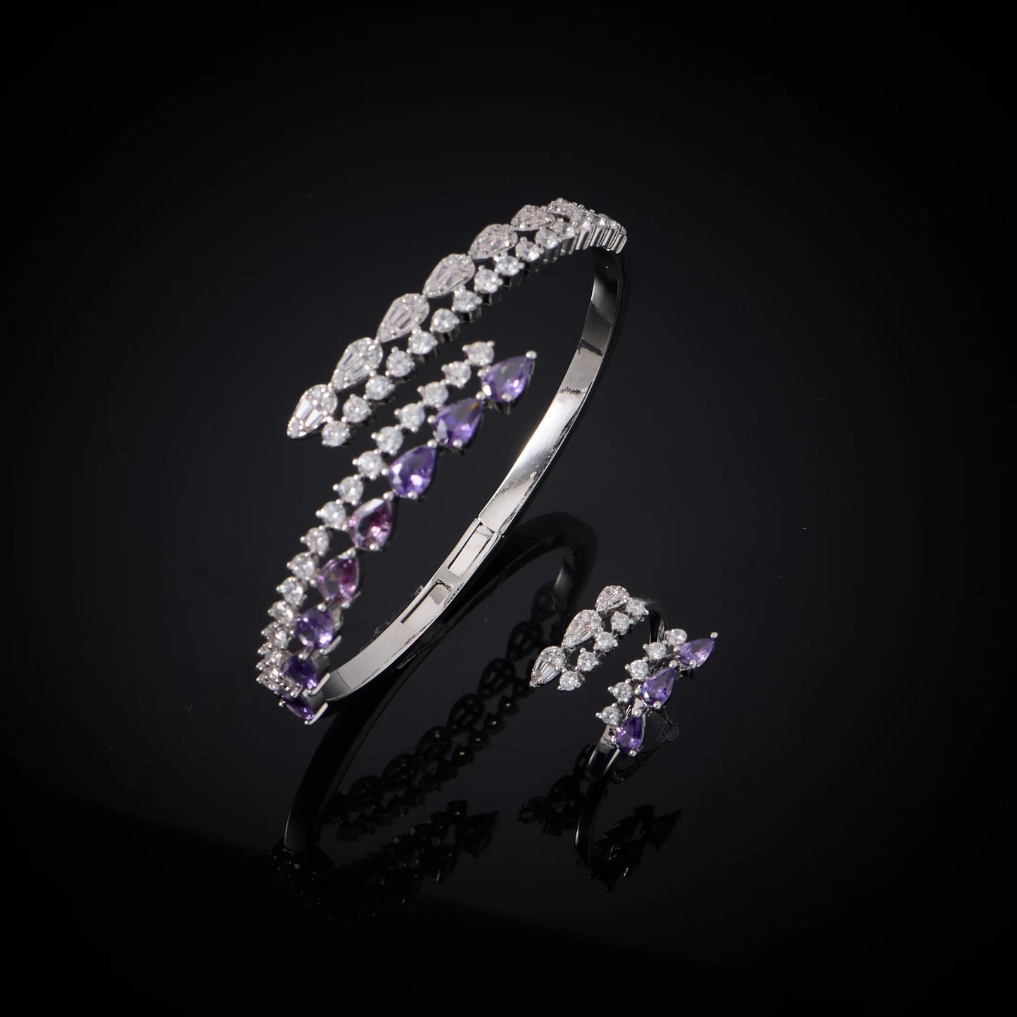 00086 Necklace Sets for Women Heart Water Drop Cubic Zirconia Layer Jewellery Set Dubai Saudi Party Engagement Accessory