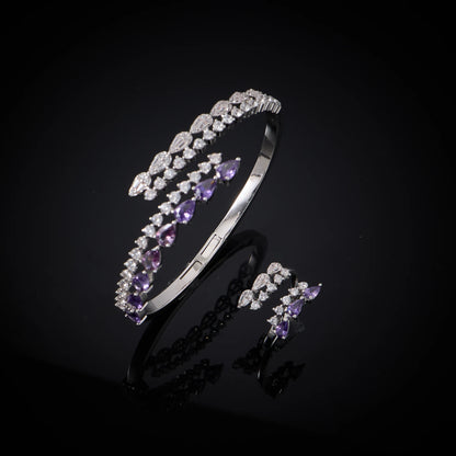 00086 Necklace Sets for Women Heart Water Drop Cubic Zirconia Layer Jewellery Set Dubai Saudi Party Engagement Accessory