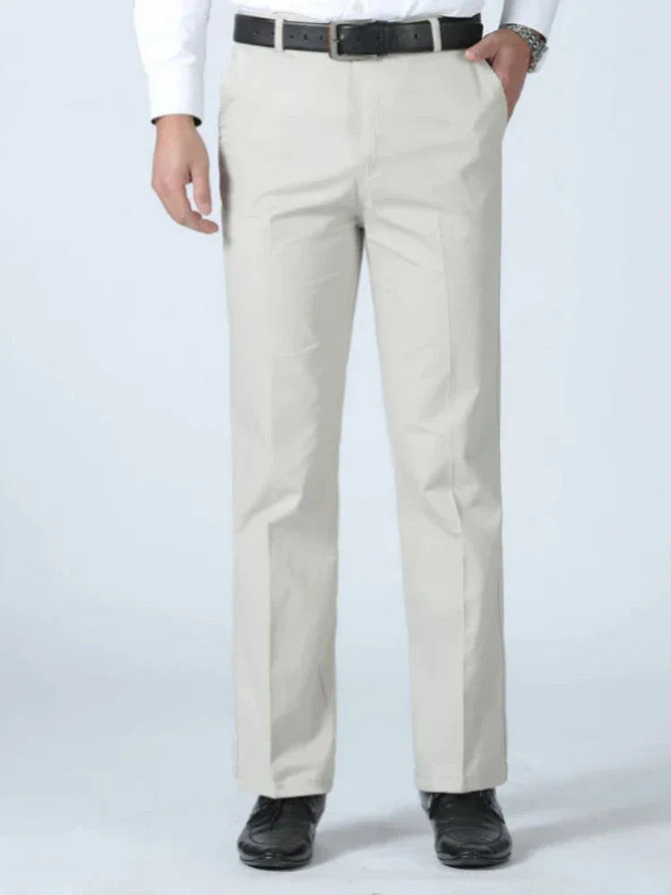 Mens Summer Thin Suit Pants Casual Autumn Thick 100% Cotton Classic Business Fashion Stretch Trousers Male Brand Clothes GOZBKF