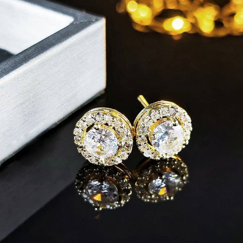 Silver Color Korean Zircon Circle Stud Earrings Brincos for Women Boucle D'oreille Femme Bijoux Gift Jewelry E232