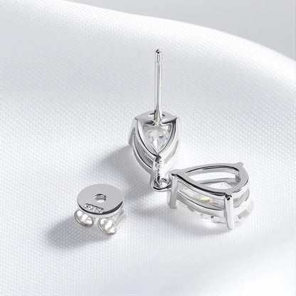 Double Water Drop All Moissanite Drop Earrings for Women Pear Cut Classic Wedding Bridal Jewelry S925 Sterling Silver