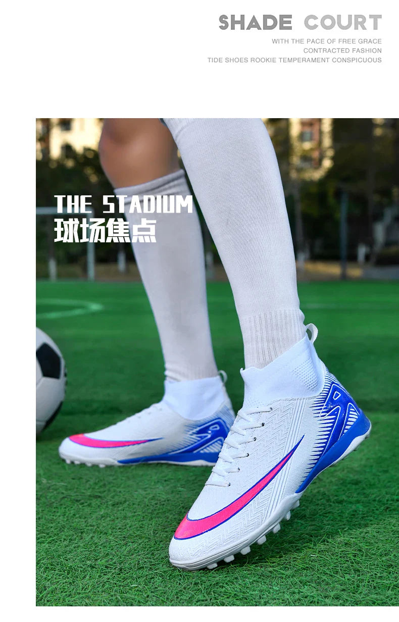 High Top Men Soccer Shoes Professional Football Boots Breathable Wear Resistant Training Match Sneakers Non Slip for Adult Sport