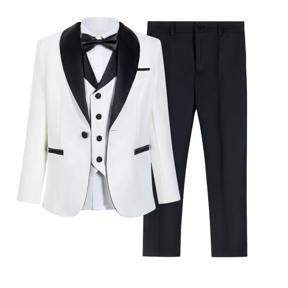High Quality Boys Formal Suit 4 Pieces Green Party Dresswear for Kids Toddler 3-14 Years Jacket Pants Vest Bowtie Fast Shipping