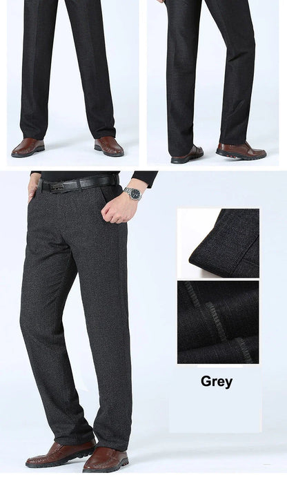 Autumn Summer Men's Slim Casual Pants Fashion Business Stretch Thicken Trousers Men Brand Solid Pant Black Navy Man Plus Size