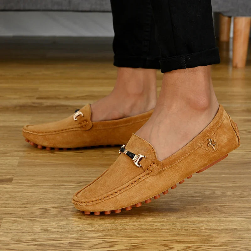 Loafers Men Casual Fashion Suede Men Shoes Lightweight Soft Genuine Leather Moccasins Slip on Driving Shoes for Men Size 48
