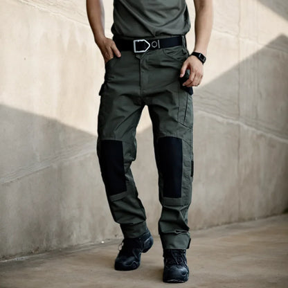 Wear-Resistant Outdoor Tactical Pants Mens Casual T-shirt Cargo Trousers Multi-pocket Waterproof Pant Hiking Training Workwear