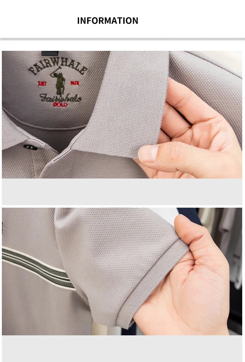 Designer brand silk cotton short sleeve polo shirt summer Paul Pony embroidered striped design T-shirt business casual men's top