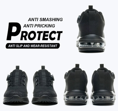 New Men's Rotary Buckle Safety Shoes Anti-Impact Anti-Piercing Lightweight Work Boots Fashion Sporty Design for Outdoor Pro