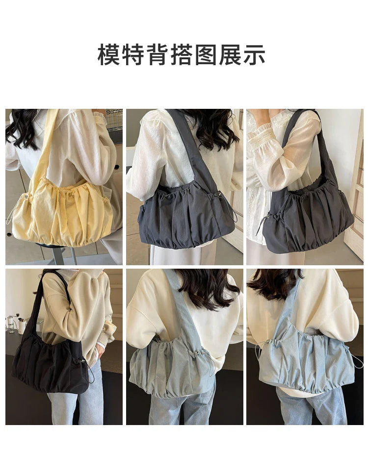 Hot Selling Fashion Nylon Pleated Women's Crossbody Bag 2026 New Casual Trend Versatile Large Capacity Tote Women's Shoulder Bag