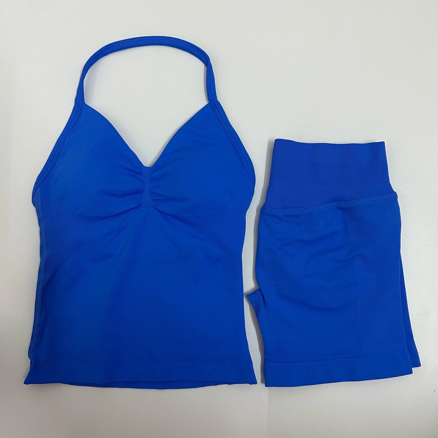 Yoga Set Women Padded Halter Tank Top Scrunch Butt Lifting Gym Shorts Set Summer Sportswear Workout Clothes