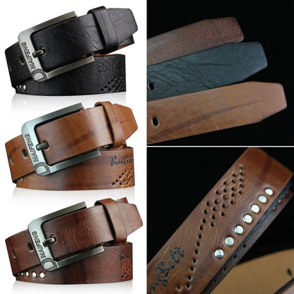 Genuine Leather Men's Belt Luxury High Quality Classic Buckle Business Cowboy Vintage Waistband Alloy Belts