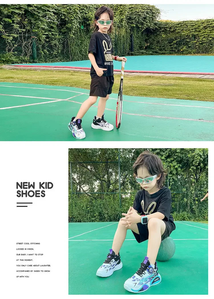 Kids Sneakers Breathable Mesh Sports Shoes for Children Boys Lightweight Basketball Shoes 2025 New Casual Sneakers Boys Trainers