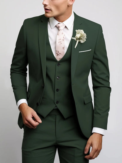 2025 Fashion Men Slim Fit Two Button Suit Set Amazon Cross Border Three Piece Business Suit