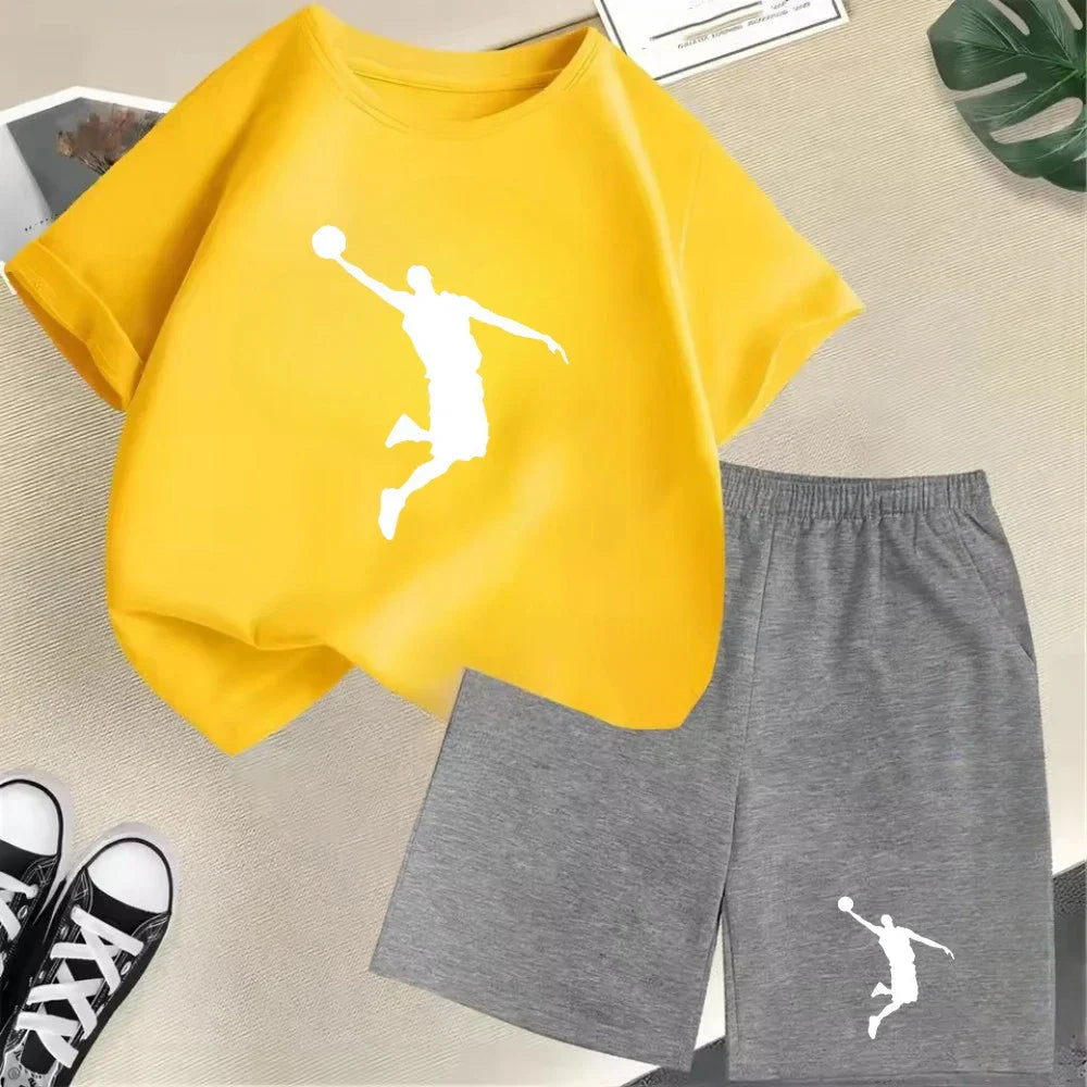 T-shirt ensemble sport mode garçons filles Shorts 2 pièces ensemble décontracté marque impression