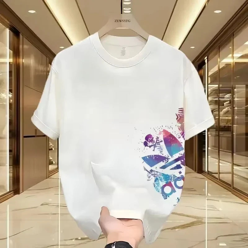 Summer New Casual Men's and Women's Printed Short-sleeved Cotton T-shirt Loose and Versatile Fashion Half-sleeved Casual Wear -