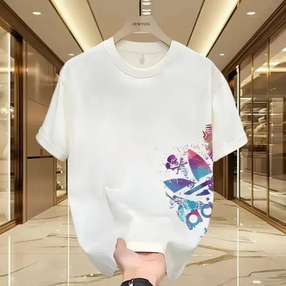 Summer New Casual Men's and Women's Printed Short-sleeved Cotton T-shirt Loose and Versatile Fashion Half-sleeved Casual Wear -