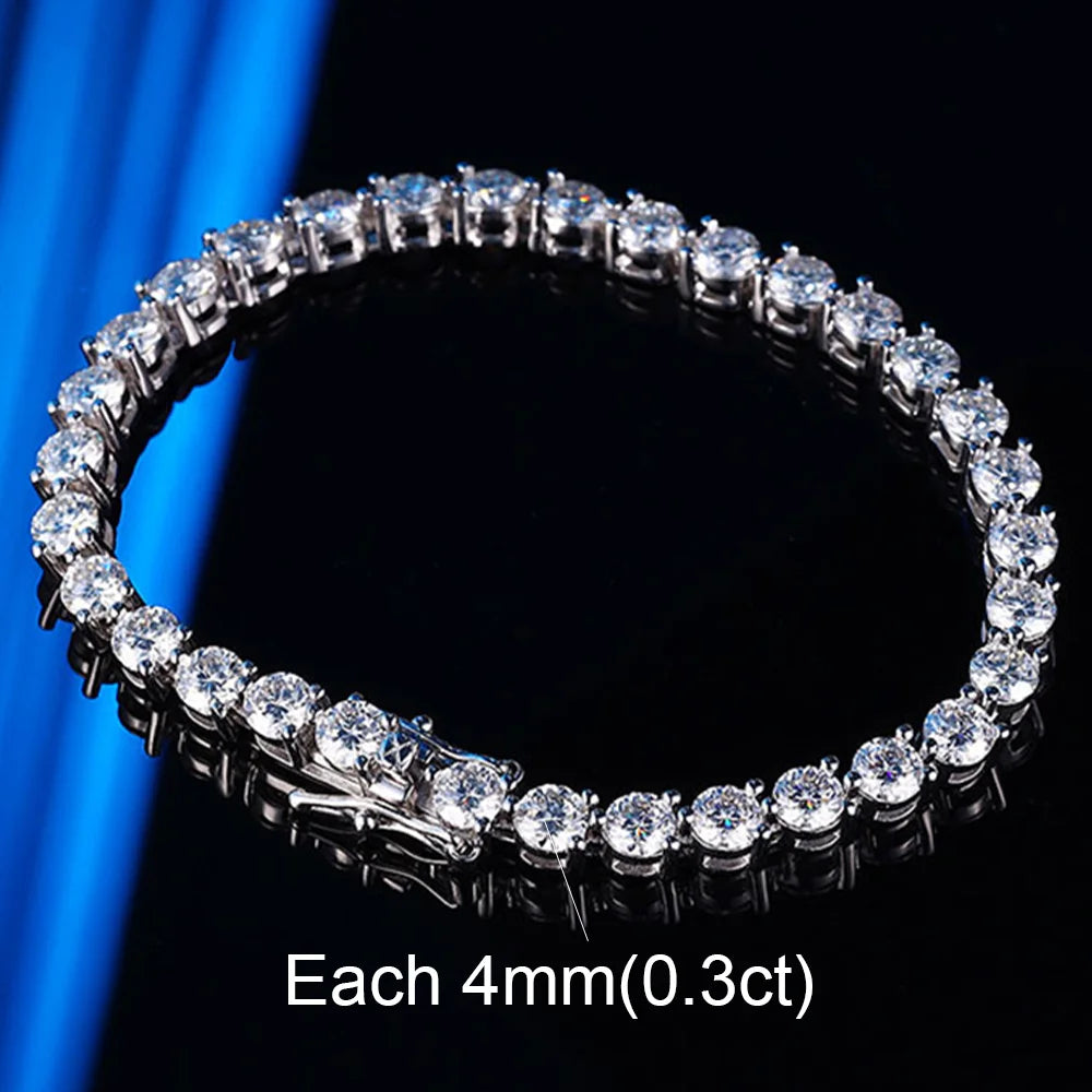 3/4/5MM Full Moissanite Bracelet For Women S925 Sterling Silver D VVS1 Lab Diamond Eternity Bracelet Party Jewelry Gift