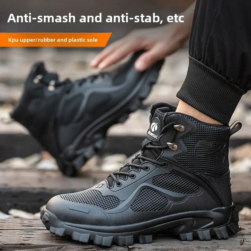High Top Safety Shoes with Steel Toe Caps Anti-Smashing & Anti-Piercing Wear-Resistant Anti-Slip Labor Protection Footwear