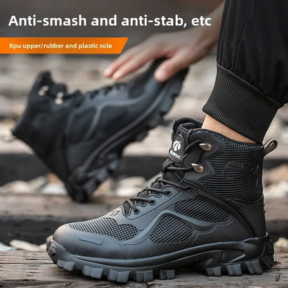 High Top Safety Shoes with Steel Toe Caps Anti-Smashing & Anti-Piercing Wear-Resistant Anti-Slip Labor Protection Footwear