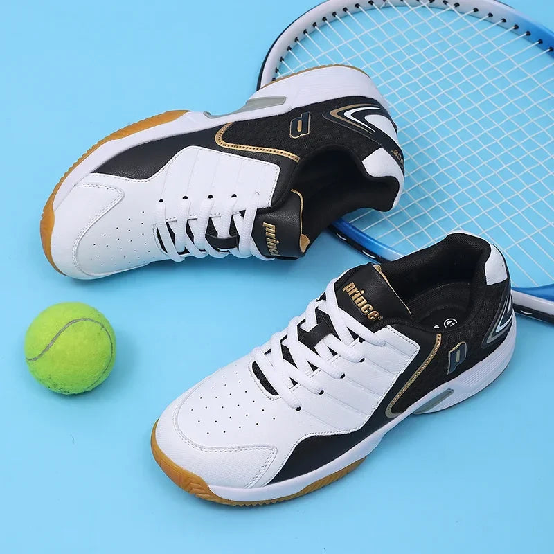 Tênis Esportivo Profissional de Couro para Badminton Masculino, Tênis Antiderrapante para Treinamento em Casal, Tênis Leve para Tênis Feminino e Vôlei