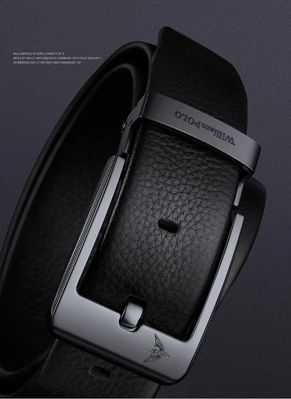 Men's leather casual belt, fashionable needle buckle business belt, personalized denim belt