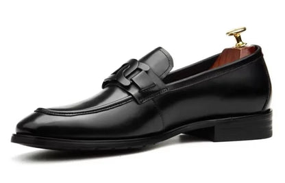 Metal Buckle Leather Shoes For Men Luxury Slip-on Genuine Leather Business Formal Shoes Groom Wedding Shoes