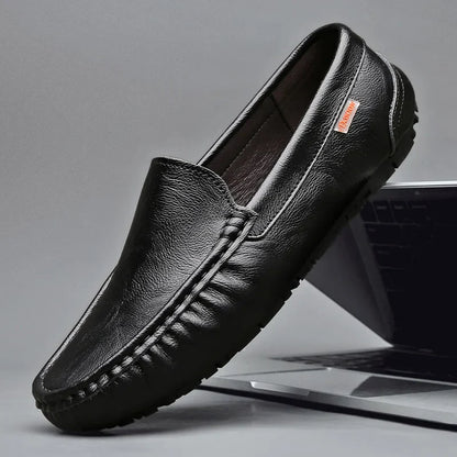 2024 Business Genuine Leather Men Shoes Casual Slip-On Loafers Breathable Leather Shoes Men Flat Hot Selling Moccasin Work Shoes