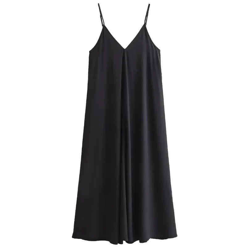 Women's Slip Dress Summer Green Red Black Dress Casual V-Neck Backless Long Dresses Sleeveless Vestidos Resort Dresses