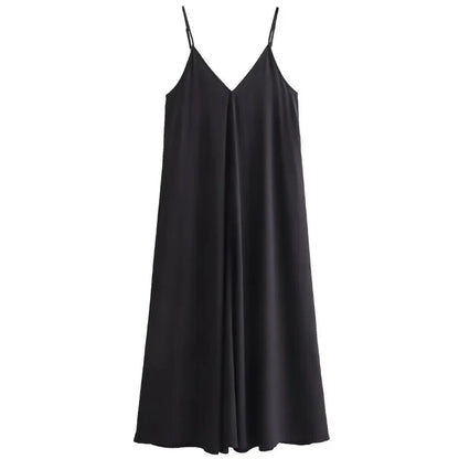 Women's Slip Dress Summer Green Red Black Dress Casual V-Neck Backless Long Dresses Sleeveless Vestidos Resort Dresses