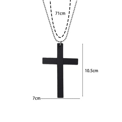 New Gothic Cool Y2K Wood Cross Pendants Necklaces Unisex Black White Red Hip Hop Charm Chain Choker Necklace Fashion Jewelry