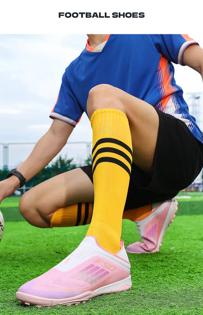 Men Football Boots Long Spikes Match Futsal Soccer Shoes Training TF Ultralight Indoor Sneakers Breathable Cleats Drop Shipping