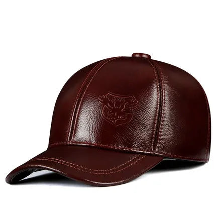 Warm Hat Man 2024 Winter Genuine Leather Baseball Caps Male Casual Cowhide Belt Ear Protect Sport Hockey Hunt Flight Casquette