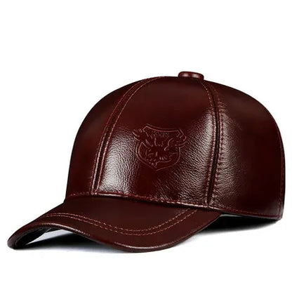 Warm Hat Man 2024 Winter Genuine Leather Baseball Caps Male Casual Cowhide Belt Ear Protect Sport Hockey Hunt Flight Casquette