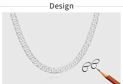 Men's 925 Sterling Silver Necklace 2/4/6/8/10/12MM 40-75cm Chain Lobster Clasp Man Boy Women Engagement Jewelry