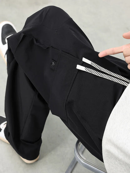 Summer Men's Cargo Pants with 5 Pockets Outdoor Quick Dry Casual Pants Lightweight and Cool Stretch Straight Trousers