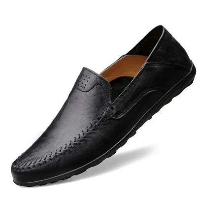 Genuine Leather Men Casual Shoes Luxury Brand Designer Men Loafers Moccasins Breathable Slip on Male Boat Shoes Plus Size 37-47