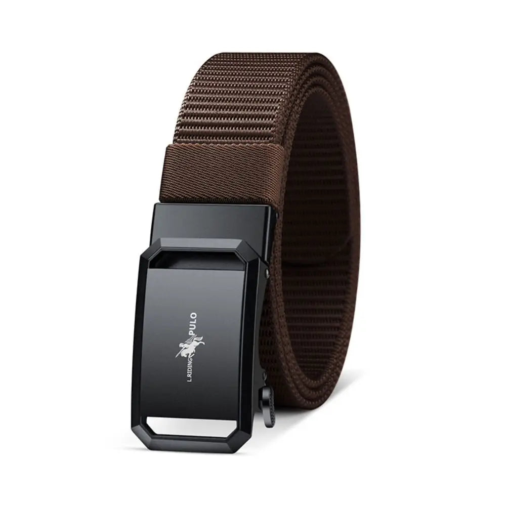 Men Business Belt Nylon Canvas Belt Black Automatic Buckle Belt Casual Simple Wild Style Trendy Jeans Belt