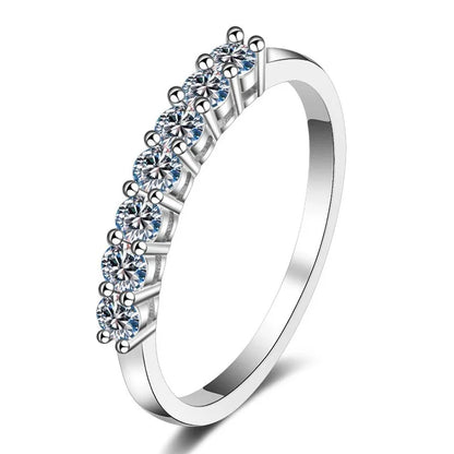 1.4CT 0.7CT 3mm Moissanite Ring for Women Half Enternity Diamond Band S925 Sterling Silver Plated White Gold Ring GRA