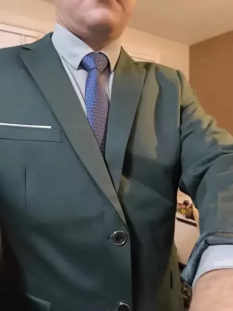 ( Jacket +Vest+ Pants ) Luxury Men's High-end Brand Solid Color Business Office Suit 3Pcs & 2Pcs Groom Wedding Party Suit Tuxedo