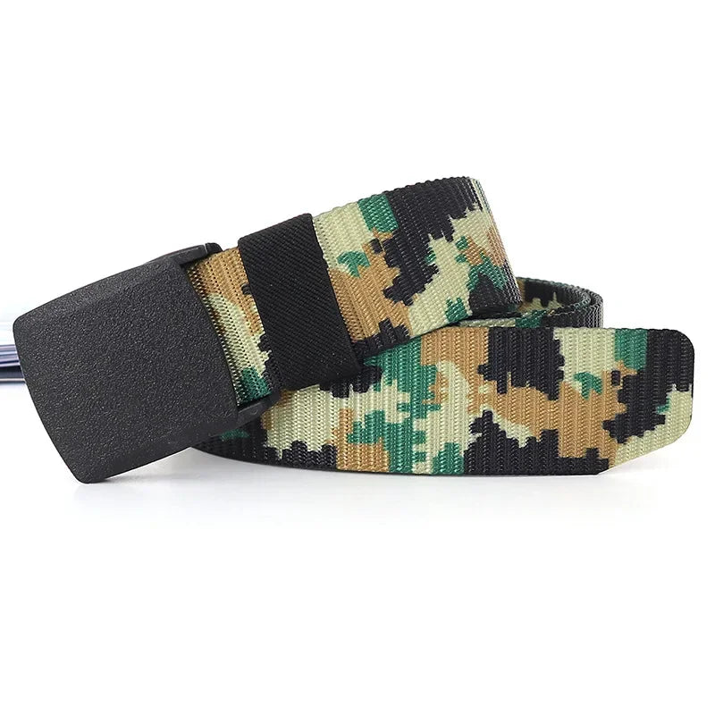3.8X110cm High Quality Automatic Buckle Nylon Men Belt Outdoor Hunting Multifunctional Tactical Canvas Camouflage Belt for Women