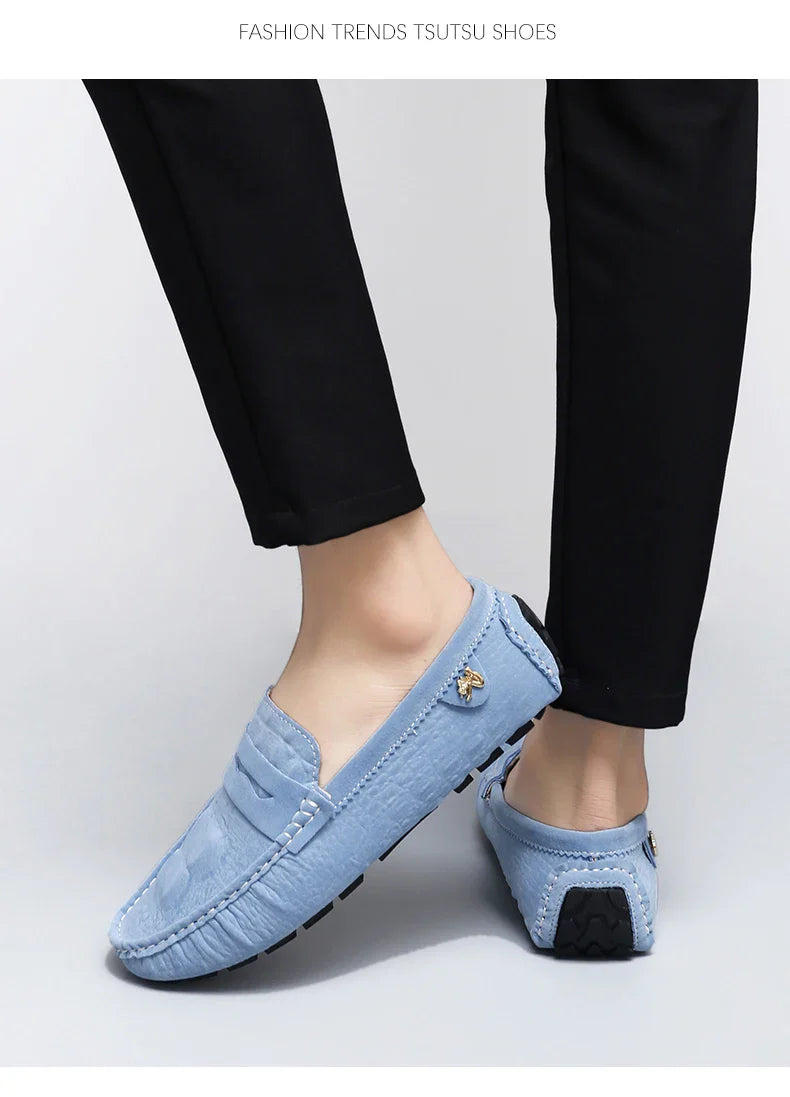 2025 Novos Sapatos Gorro Feitos à Mão Masculinos de Luxo Leve Estampa Crocodilo Tendência Mais Fácil de Combinar Slip-On Loafers Preguiçosos Sapatos da Moda para Dirigir Masculinos e Femininos