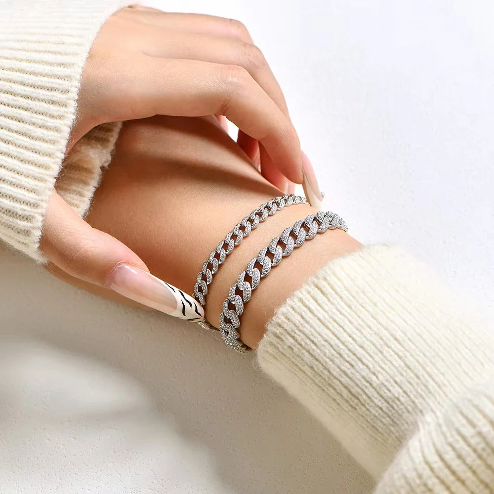 Full Moissanite Cuba Chain for Man Women 925 Sterling Silver 18k Gold Plated Hip Hop Tennis Bracelet Fine Jewelry