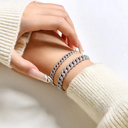 Full Moissanite Cuba Chain for Man Women 925 Sterling Silver 18k Gold Plated Hip Hop Tennis Bracelet Fine Jewelry