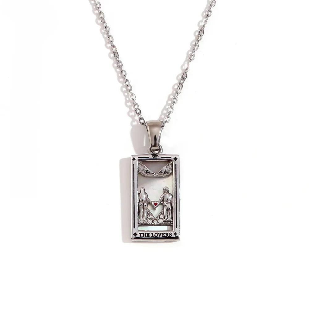 Original New Tarot Queen Lover Magician Moon Necklace Tarnish Free Stainless Steel Jewelry 18K Gold Plated Decoration